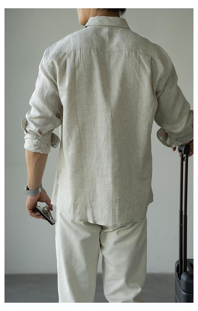 Men's Italian Linen Lightweight Long-Sleeve Shirt - Spring 2026 Casual, Old Money Style.