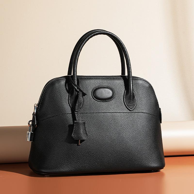 New Leather Fashionable Versatile Shoulder Bag, Original First-layer Cowhide Large-capacity High-end Portable Shell Bag for Women
