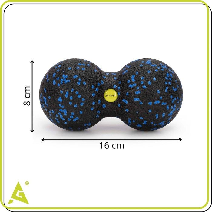 ACTIGET Ball, Doppelmassagegerät, Duo-Rolle für Nacken- und Rückenmassage, Schwarz und Blau