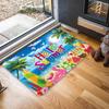 1pc Summer Beach Party Door Mat, Flamingo Seaside Pattern Carpet Soft Plush Non-Slip Washable Farmhouse Kitchen Laundry Room Bathroom Mat for Hallway 