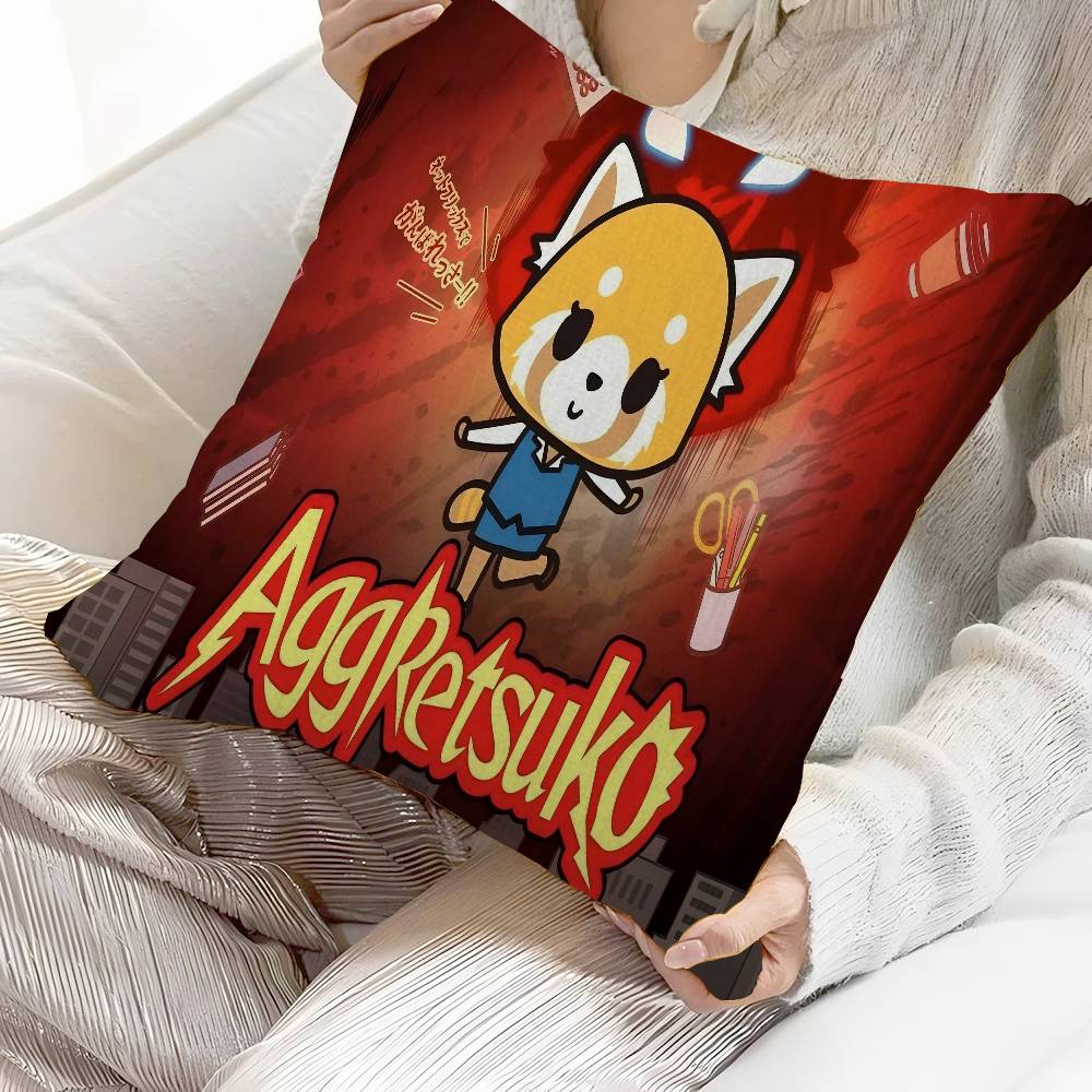 A-Aggretsuko Red Cute Panda Lucky Dragon Pillow Cover Sofa Cushion Cover Home Room Decoration Children Gift