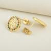 Nidin Classic New Design Copper Shiny Crystal Zircon Lucky Tree Of Life Stud Earrings For Women Fashion Temperament Ear Jewelry