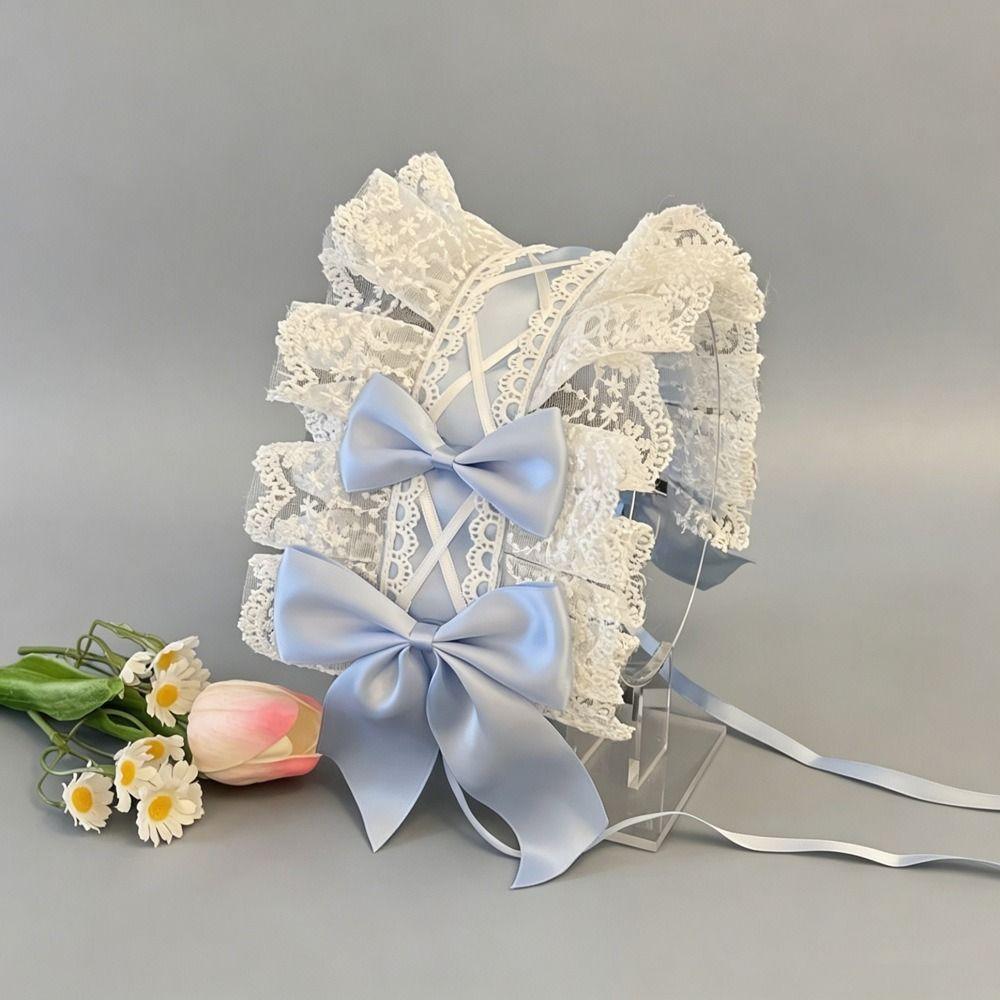 Sweet Bow Lolita Headband Handmade Anime Cosplay Headdress Lace Bow Hairband Lolita Fashion