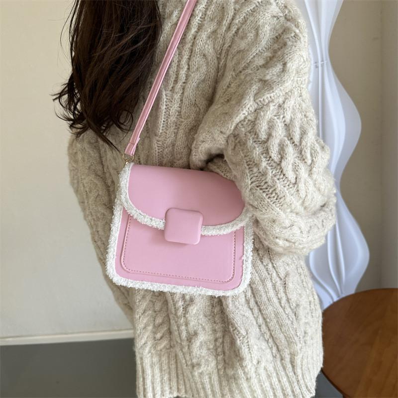 Elegant Pu Leather Small Square Bag Casual Womens Crossbody Bag With Magnetic Closure