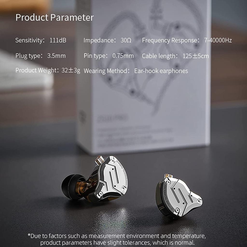 KZ ZS10 PRO Wired Earphones, 4BA+1DD In-Ear, High-End, Ear-Hook, Sound-Isolating, Aluminum Alloy and Resin Housing Design, Gaming Earphones, HIFI