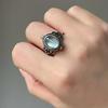 Anello Europeo Vintage in Rame con Bussola Cielo Stellato, Design Rombo Corona