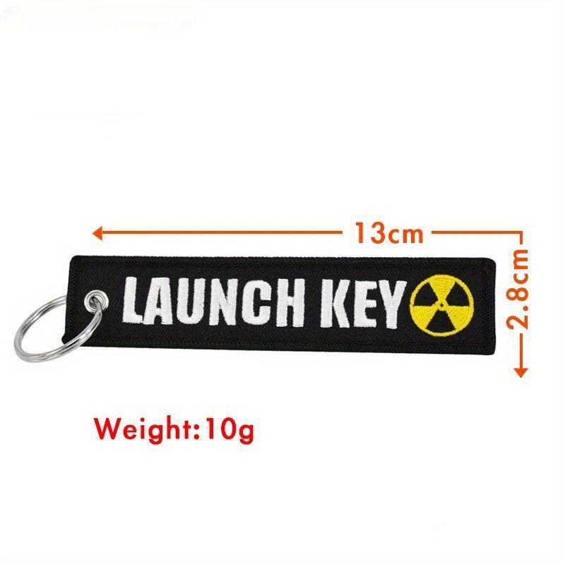 Text Stickerei Schlüsselanhänger LAUNCH KEY Tags Rechteck Schlüsselanhänger personalisierte Schlüsselanhänger Zubehör Souvenir
