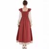 Abito Lungo Medievale Rinascimentale da Donna con Collo Arricciato Maniche a Lanterna Corsetto Allacciato Abito da Contadina Vintage Cottagecore Festa di Halloween Cosplay Abito Lungo