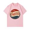 Men's 100% Cotton Crew Neck Short Sleeve T-Shirt, Retro Vintage Cool Cola Bottle Cap Pattern Printed Casual Comfortable Daily Wear Top for Summer Dail