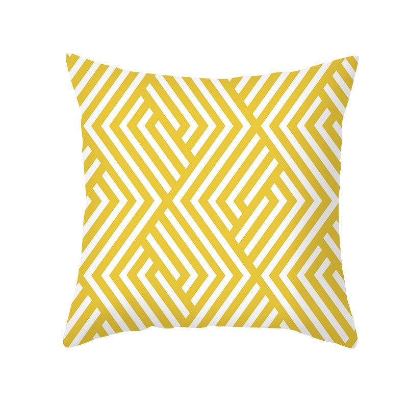 Yellow Geometric Abstract Pattern Throw Pillow Cover With Short Plush Print For Living Room Sofa Decoration Cushion Cover