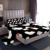 Halloween Cartoon Ghost Pattern Bed Hat Four-Piece Bedding Set Bedroom Dormitory Bedding Decoration