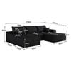 270cm Boneless Modular Corner Sofa, with L-Shaped Chaise Longue, with Deep Seat, No Assembly Required, Sofa for Living Room, Bedroom, Apartment, Black