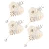 4Pieces Camellia Rose Boutonniere Handcrafts Pearls Decors Wedding Bride Corsage For Weddings Special Occasion Props
