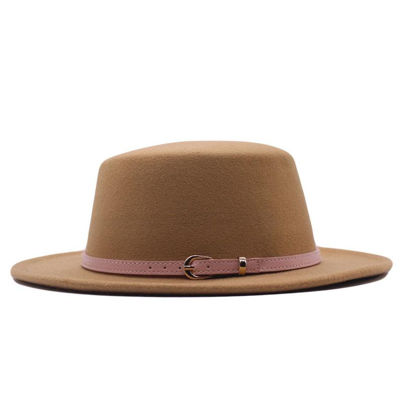 British Hat Retro Woolen Hat Wide Brim Flat Top Top Top Hat Simple Autumn and Winter Hat Trendy Sun Hat Felt Hat