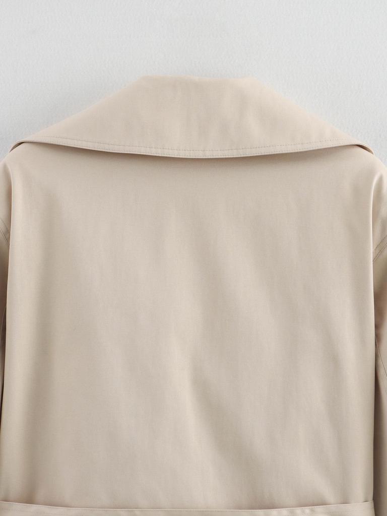 Chaqueta Gabardina Casual con Cinturón y Solapas Moda Femenina Euroamericana