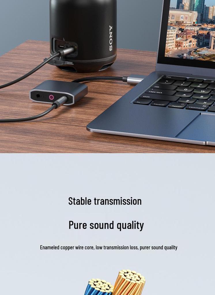 USB To 3.5mm Audio Converter for Live Streaming - External Driver-Free Sound Card