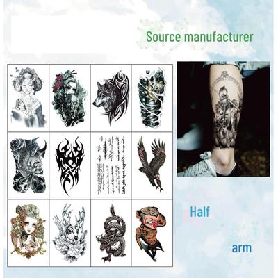 Adesivi per tatuaggi impermeabili: Lupo, Carpa, Guan Gong, Teschio, Fiamma, Geisha, Croce, Gufo, Fiori