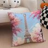 The beautiful scenery France the EEiffel Tower Cushion Cover Throw Pillow Cover Hidden Button Durable Polyester Chair Cushion
