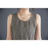 Vintage Plaid Tank Dress Crew Neck Sleeveless Base Dress Women's Long Summer Dress