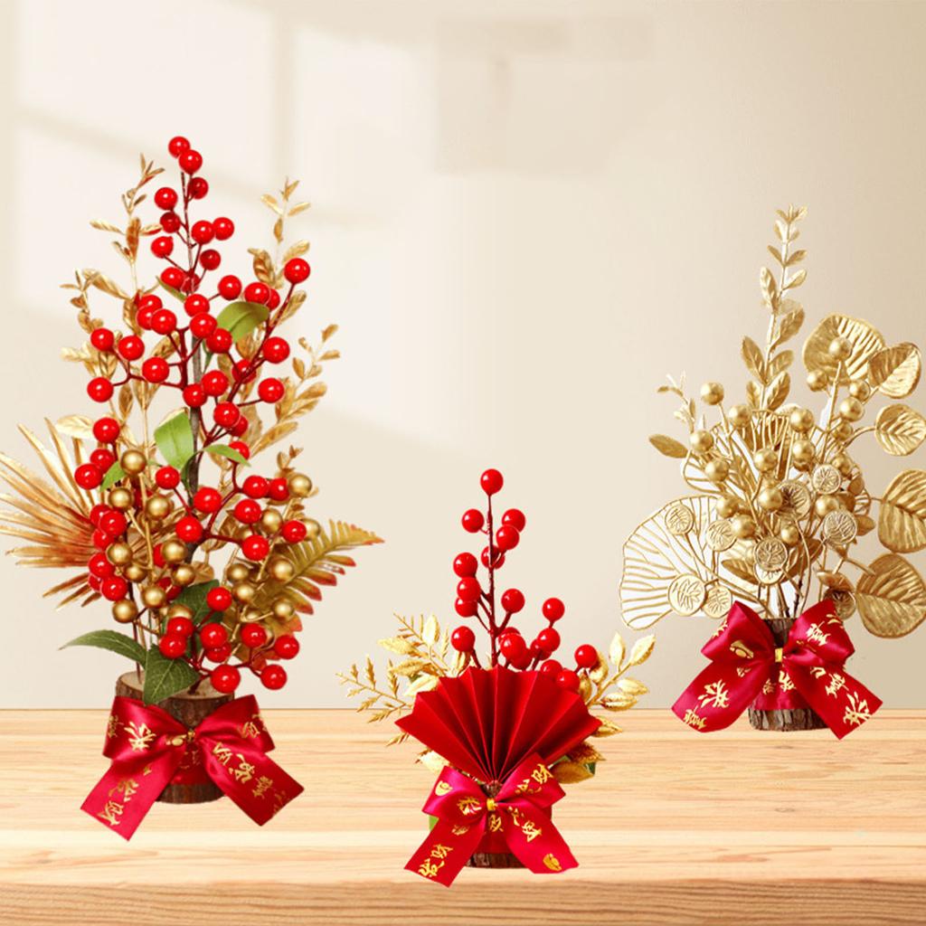 Table Lucky Tree Decoration Lifelike Exquisite Fortune Tree Ornament with Hangtag for Spring