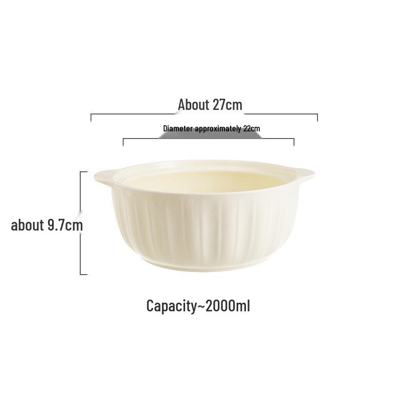 Ceramic Double-Handled Large Soup Bowl with Lid - High-End Design, Ideal for Home Use, Sauerkraut Fish, and Commercial Soups.