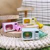 Realistic Pretend Microwave Keyring Fit for Phones Educational Role Play Toy With Rotating Knob And Light Sound Effects