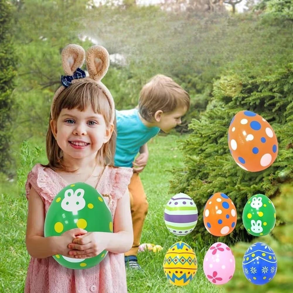 PVC Easter Inflatable Rabbit Cute Inflatable Easter Eggs Funny Easter Rabbit Ornament  Kids Gift