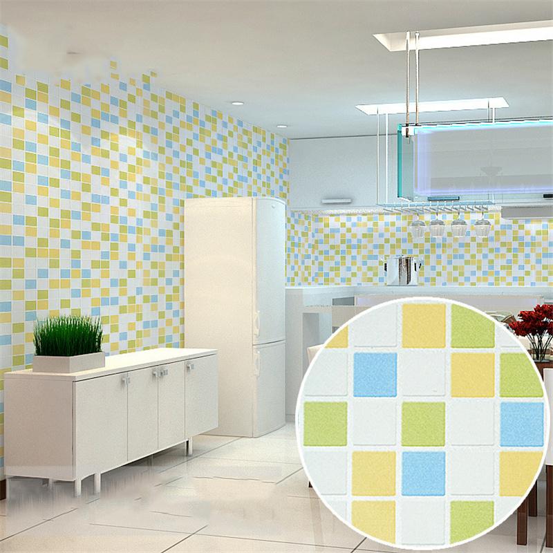 Self-Adhesive Waterproof Mosaic Tile Stickers Wallpaper Kitchen Backsplash Bathroom Cabinets Oil-Proof Renovation Film