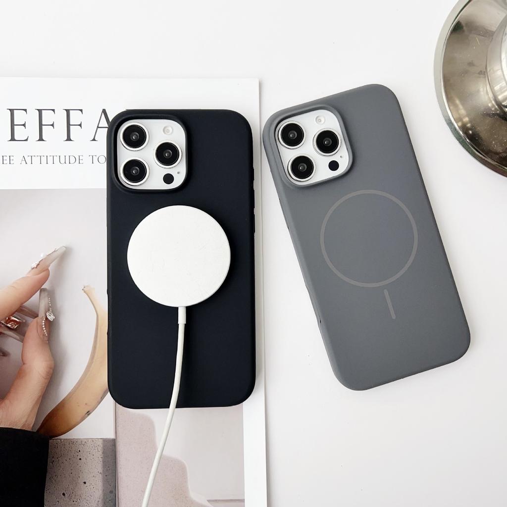 Thin Ring Magnetic Liquid Silicone Suitable for IPhone17promax Mobile Phone Case New Apple 16 Anti Fall 14 Soft Case
