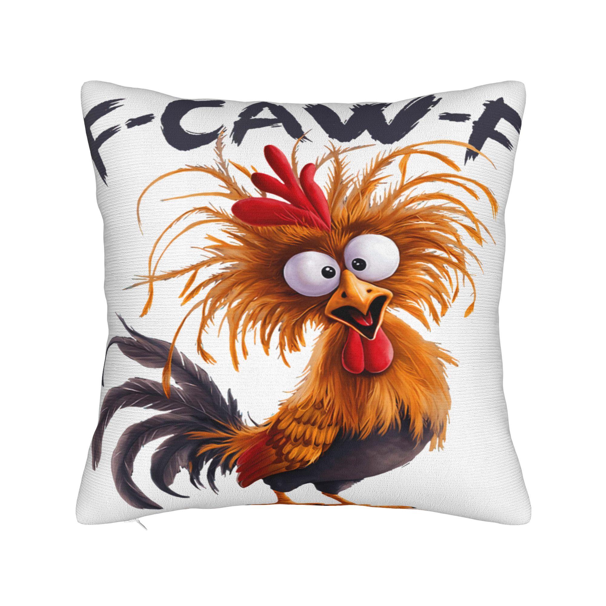 

Chicken F-CAW-F Pillow Cover Funny Pillow Case For Sofa Bedroom Home Decor Comfy Cushion Cover Gift 12x12Inch