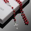 Fashion Crucifix Charm Virgin Mary Pendant Rosary Beads Chain Cross Necklace Jesus
