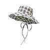 Ruth strap bucket hat big brim sunshade sunscreen hat summer outing versatile plaid hat woman