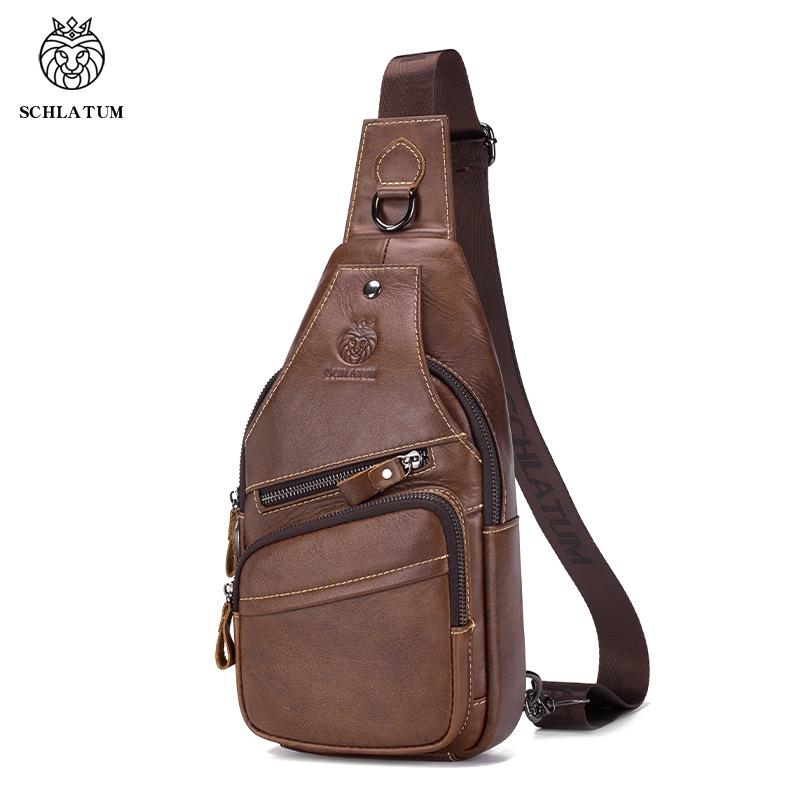 Genuine Leather Crossbody Bag for Men, Retro and High-end Style Men's Front Crossbody Bag