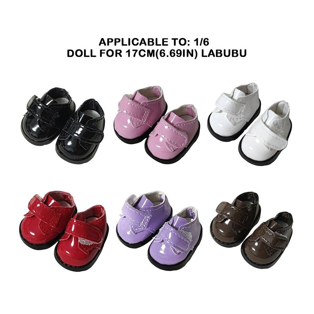 Hand-made Doll Shoes Leather Material Leather Shoes Hobbies For 17CM Labubu Doll Shoes  Doll Toys