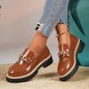 New Large-sized Thick-soled Shoes with Round Heads and Fashionable Square Heels