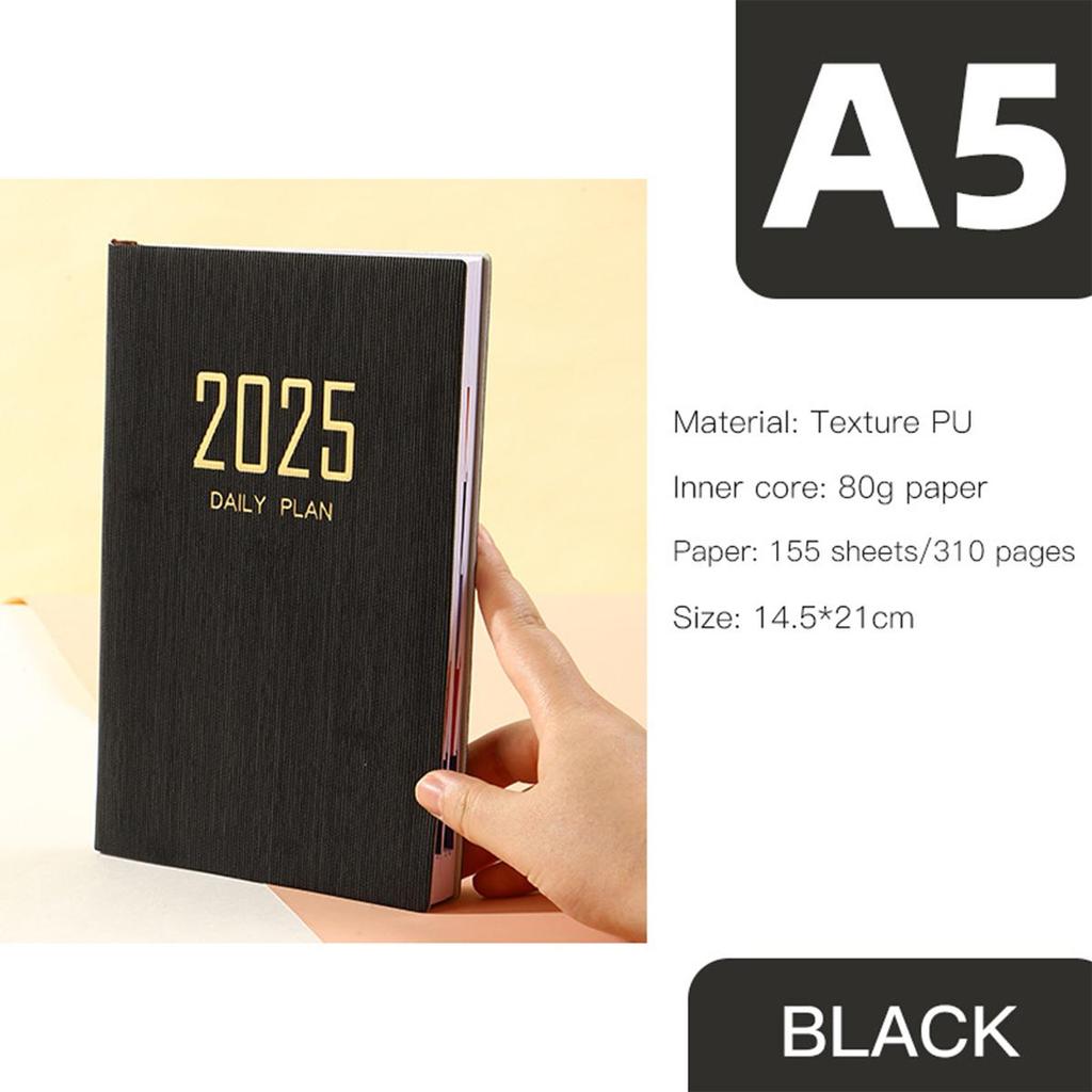 (Logo Engraving Possible) 2025 Soft Leather Business Schedule, Student 365-day Daily Planner, Record Book, Memo, English Inner Pages