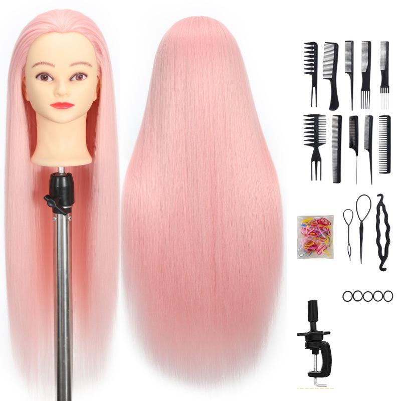 High Temperature Fiber Wig Mannequin Head for Hairdressing and Haircutting Training