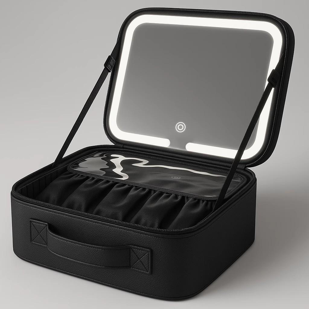 Portable LED Makeup Case with Large Mirror and Handle