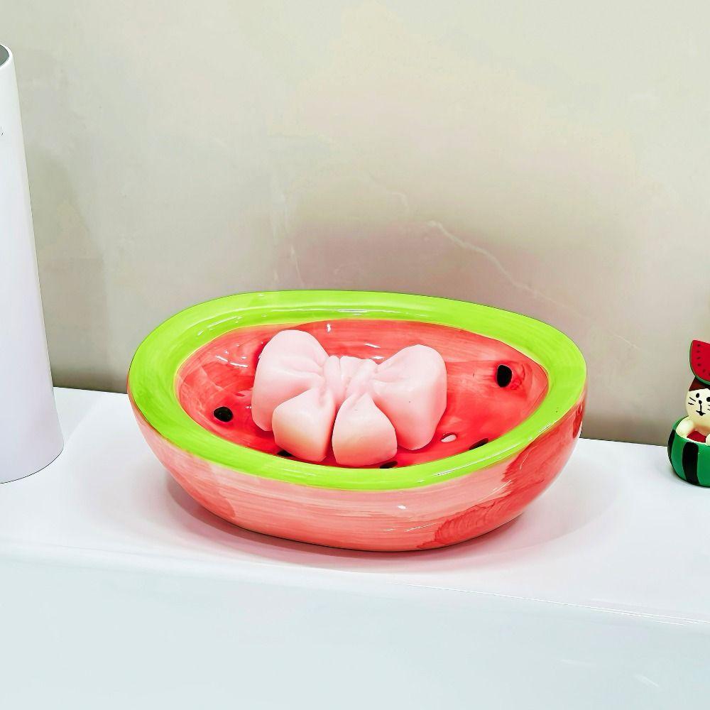 Ceramic Soap Holder Cute Watermelon Soap Dish Tray Container Carrot Soap Box  Shower