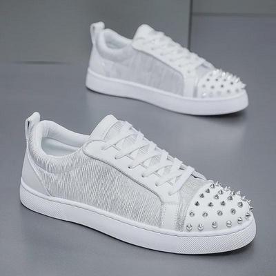 Trendy European Men's Low-Top Sneakers with Rivets and Sequins