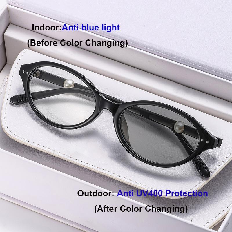 

Photochromic Myopia Glasses Men Women Square Anti Blue Light Finished Prescription Sunglasses Retro Fashion Glasses Frame 0 чорний