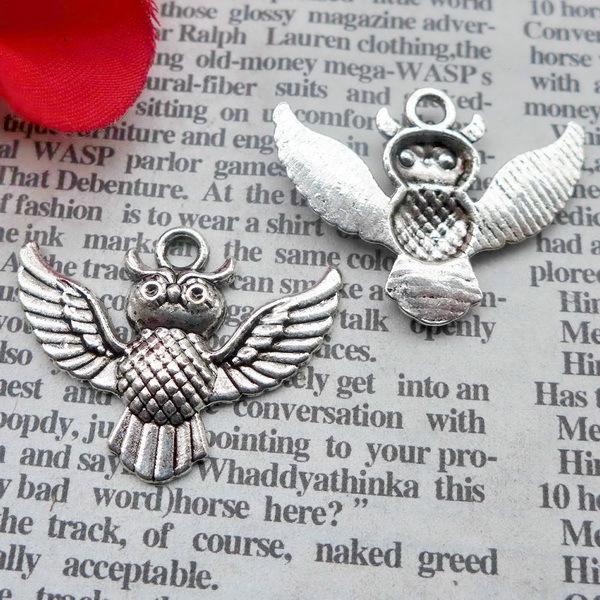 

Owl Antique Silver Alloy Jewelry Accessories, 30x23mm, 100pcs/pack, 2.6g