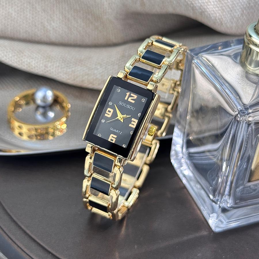 Couple Watch Square Watch Diamond-encrusted Women's Watch Imitation Ceramic Quartz Watch Square Quartz Watch