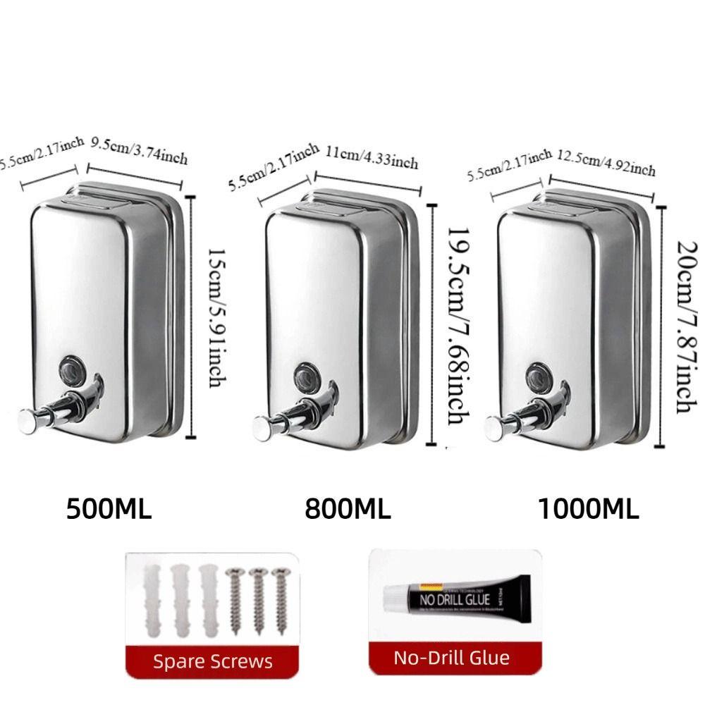 Stainless Steel Bathroom Shampoo Dispenser 500/800/1000ml Shower Gel Storage Bottle  Kitchen