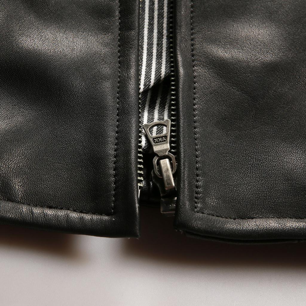 Casual Vintage Ami Kaji Leather Jacket Men's Lapel Vegetable Tanned Goat Leather Jacket