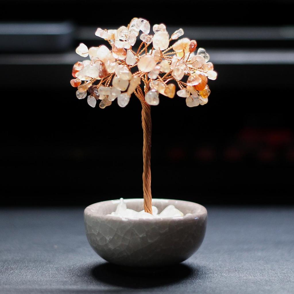Bestselling Yellow Crystal Tree Teacup Coaster Ornament for Home or Office Decor