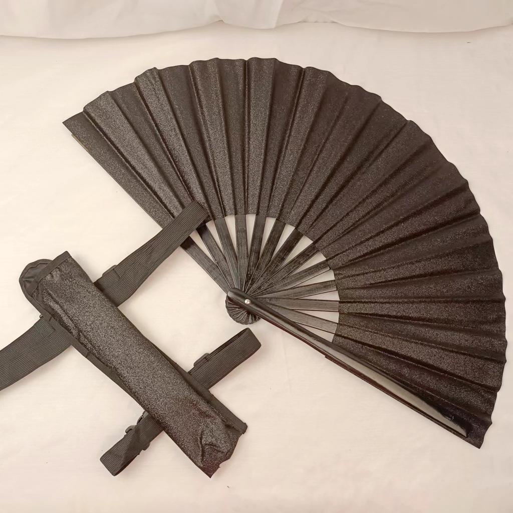 Large Bamboo Kung Fu Fan with Sparkling Cloth Surface for Martial Arts Performance