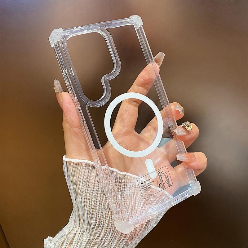 Luxury Transparent Hard Acrylic Case For Samsung Galaxy S25 S24 S23 S22 Plus FE S 25 24 S25Ultra S24Ultra Magsafe Charge Covers
