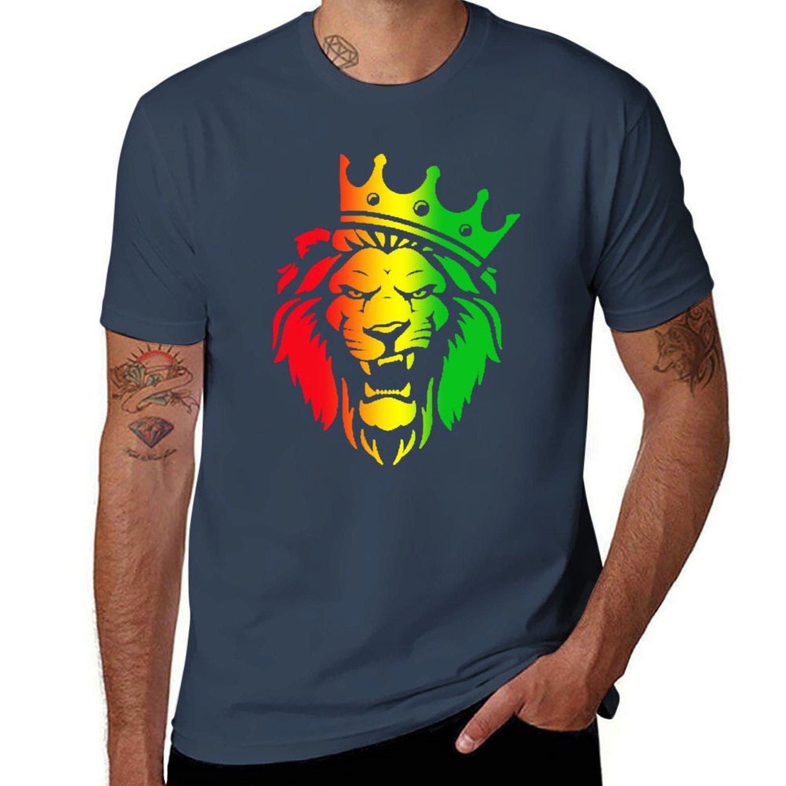 Lion Head With Crown Tshirt Soft Basic Cotton Short Sleeve Tee S