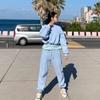 2025 Korean-Style Women’s Trendy Velvet Sweatshirt & Jogger Set – Comfy Casual Sportswear for Fall & Spring